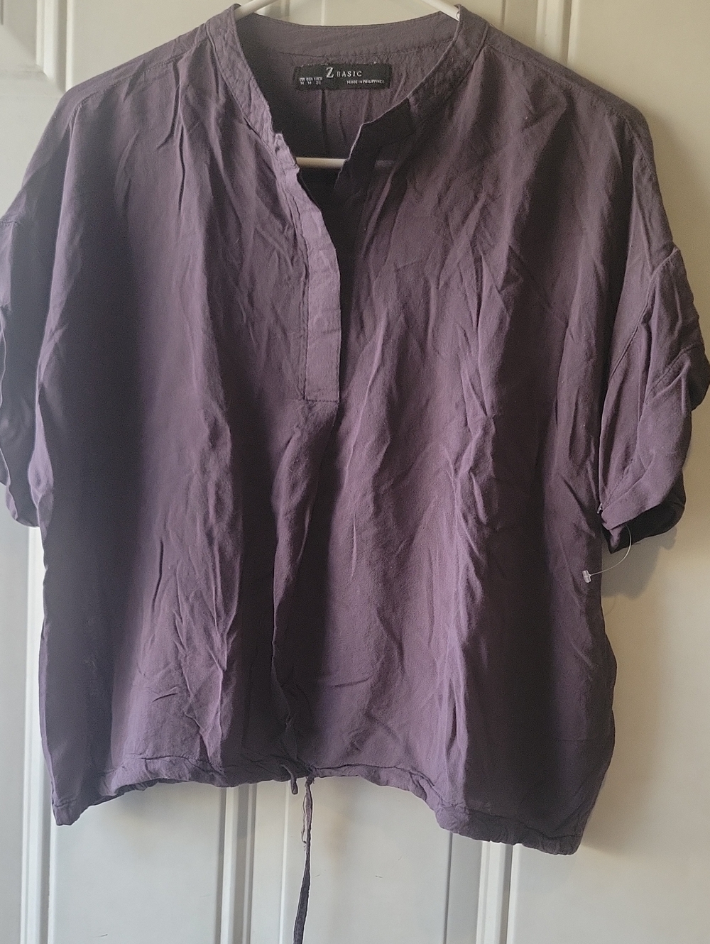 Zara Basic Short Sleeve Pullover Shirt in Deep Purple Sx M.